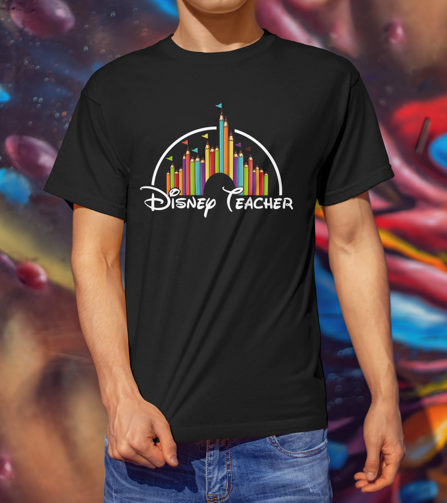 Disney Teacher Castle Pencils Style T-Shirt