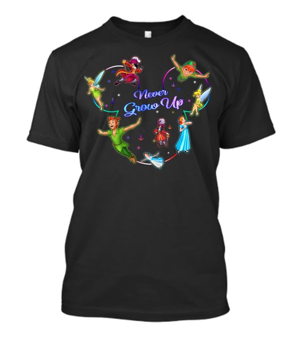 Peter Pan Never Grow Up Tinker Bell Captain Hook Wendy Darling T-Shirt