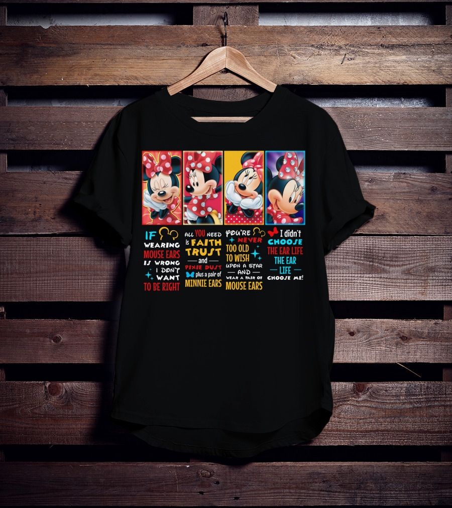 Minnie Mouse Ears Faith Trust Pixie Dust Star Wish Choose Life T-Shirt