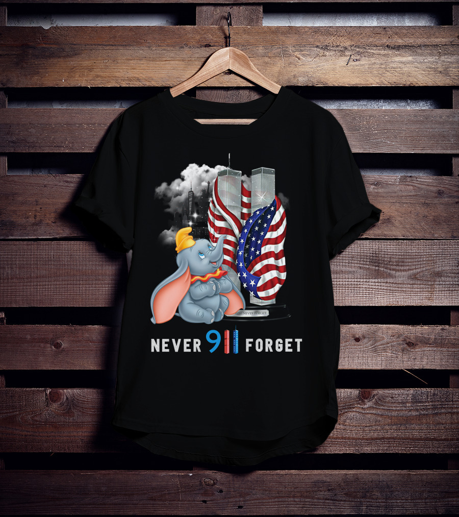 Dumbo Never 911 Forget Twin Towers American Flag Tribute T-Shirt