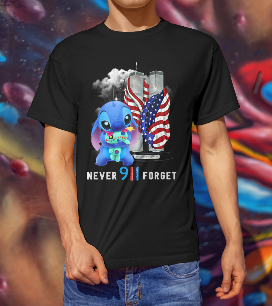 Never Forget Stitch 9/11 Tribute T-Shirt