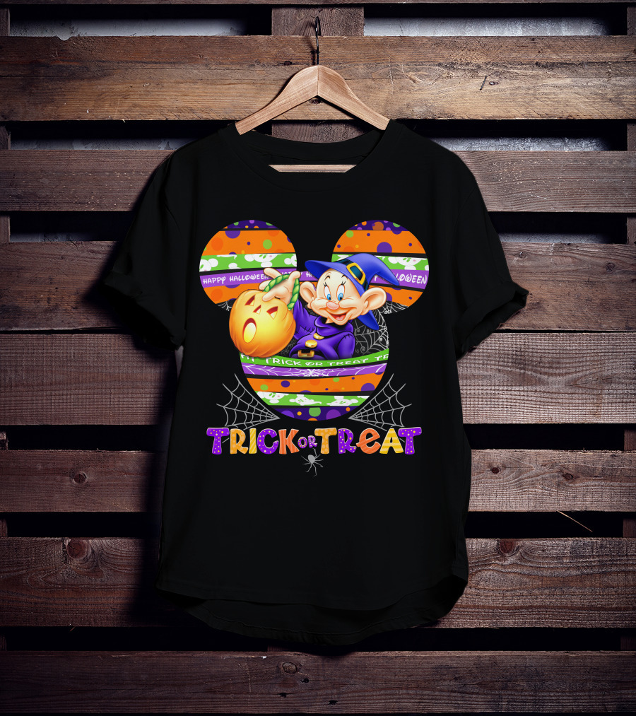 Happy Halloween Mickey Ears Trick Or Treat Dopey Pumpkin T-Shirt