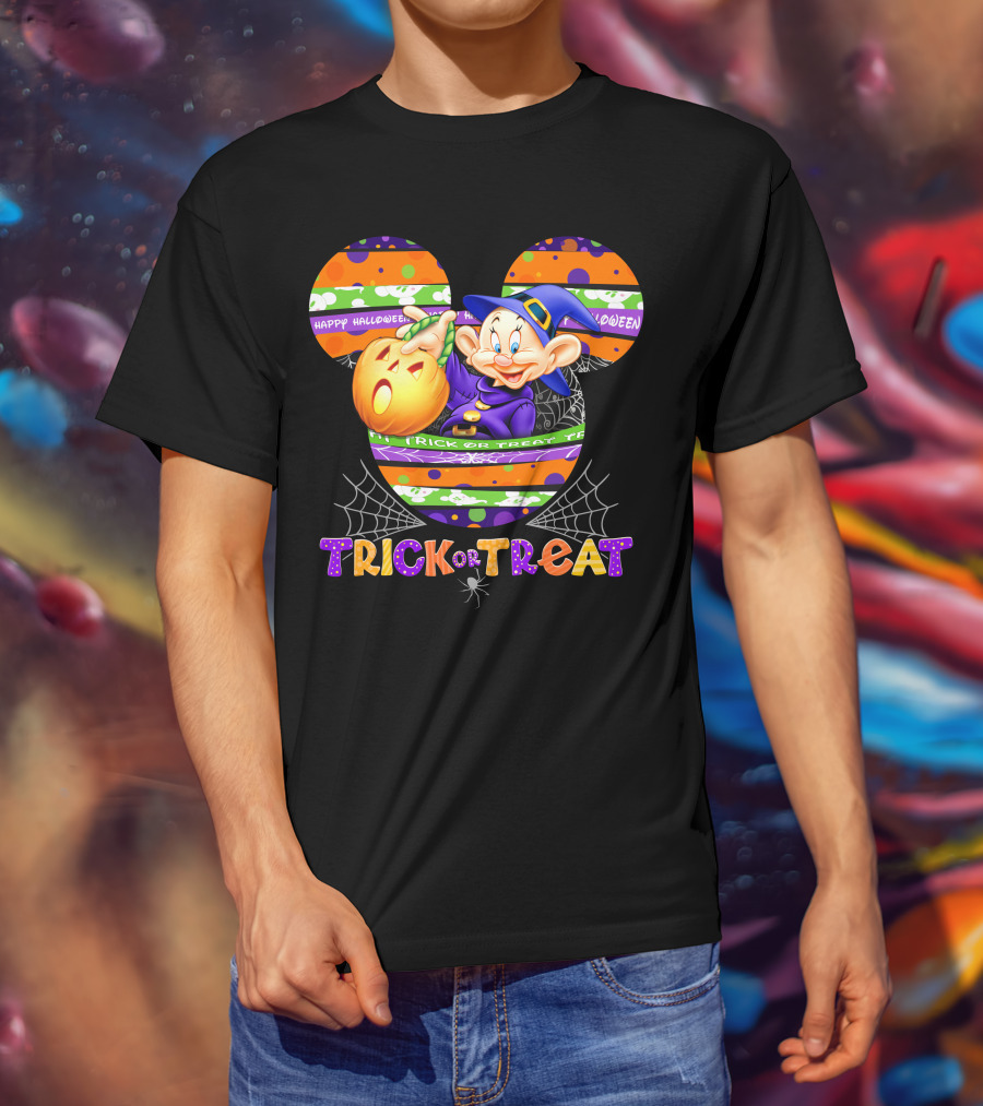 Happy Halloween Mickey Ears Trick Or Treat Dopey Pumpkin T-Shirt