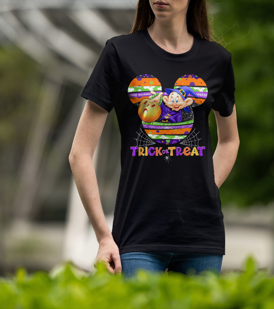 Happy Halloween Mickey Ears Trick Or Treat Dopey Pumpkin T-Shirt
