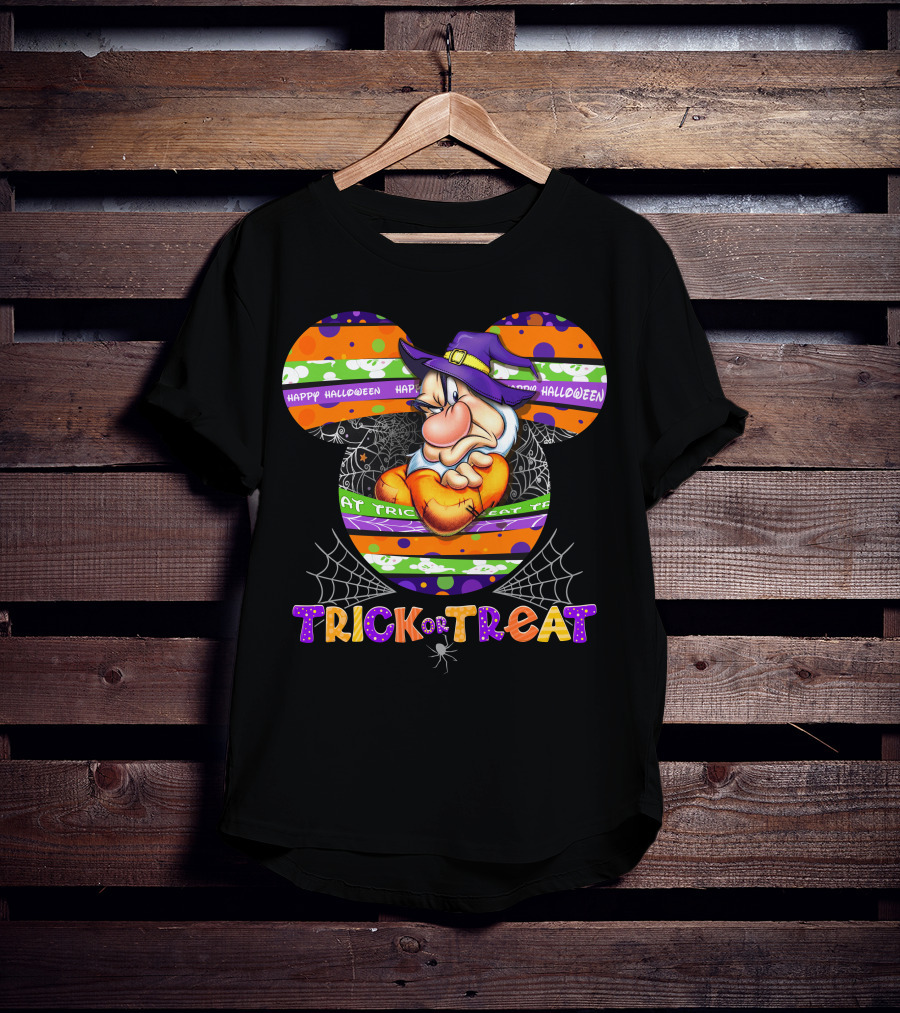 Grumpy-D Happy Halloween Trick Or Treat Mickey Ears Halloween Hat Theme T-Shirt