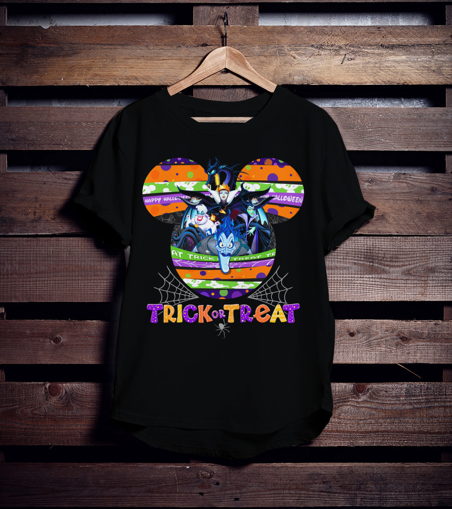 Trick Or Treat Happy Halloween Disney Villains Mickey Ears T-Shirt