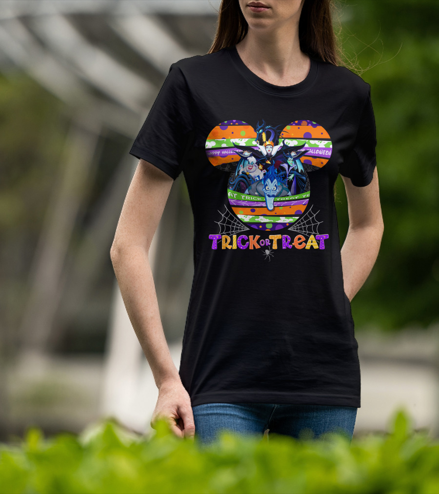 Trick Or Treat Happy Halloween Disney Villains Mickey Ears T-Shirt