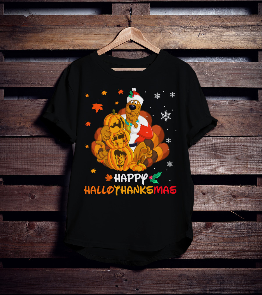 Happy Hallothanksmas Scooby-Doo Pumpkin Santa Hat T-Shirt