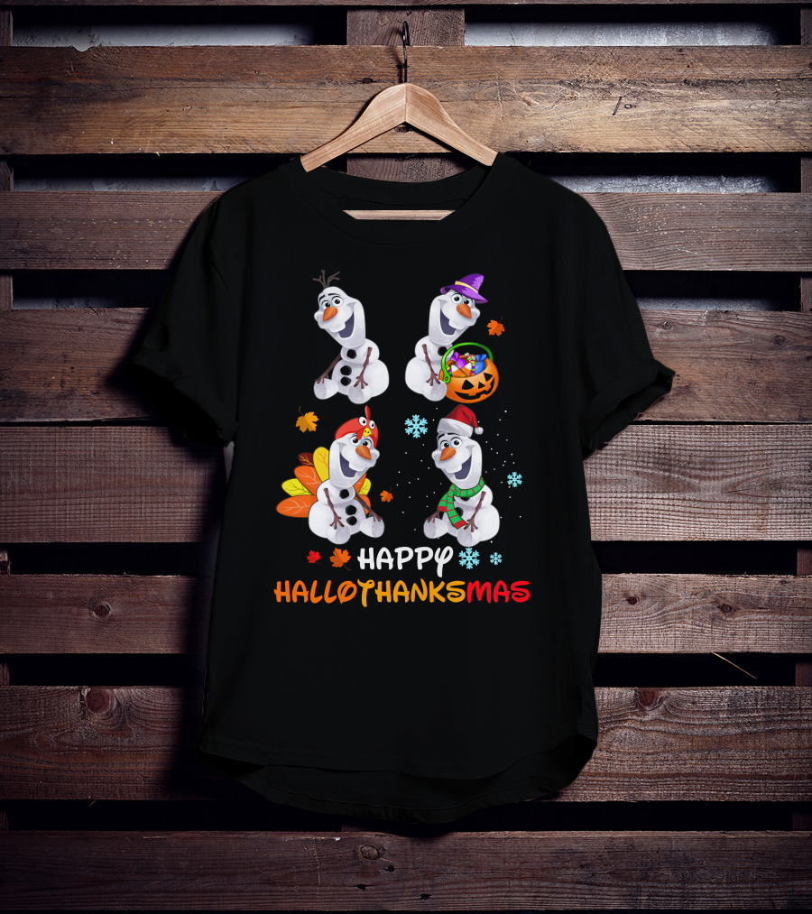 Olaf Happy Hallothanksmas Fall Winter Holiday Celebration T-Shirt