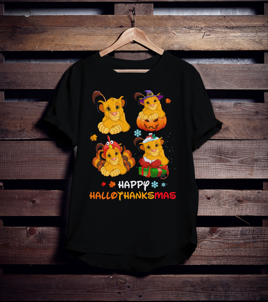 Happy Hallothanksmas Simba Pumpkin Turkey Presents T-Shirt