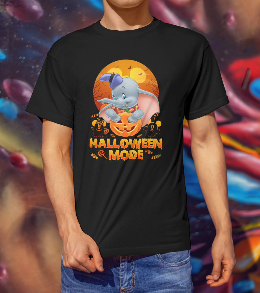 Dumbo Halloween Mode Pumpkin Ghosts Candy Bats Cartoon Magic T-Shirt