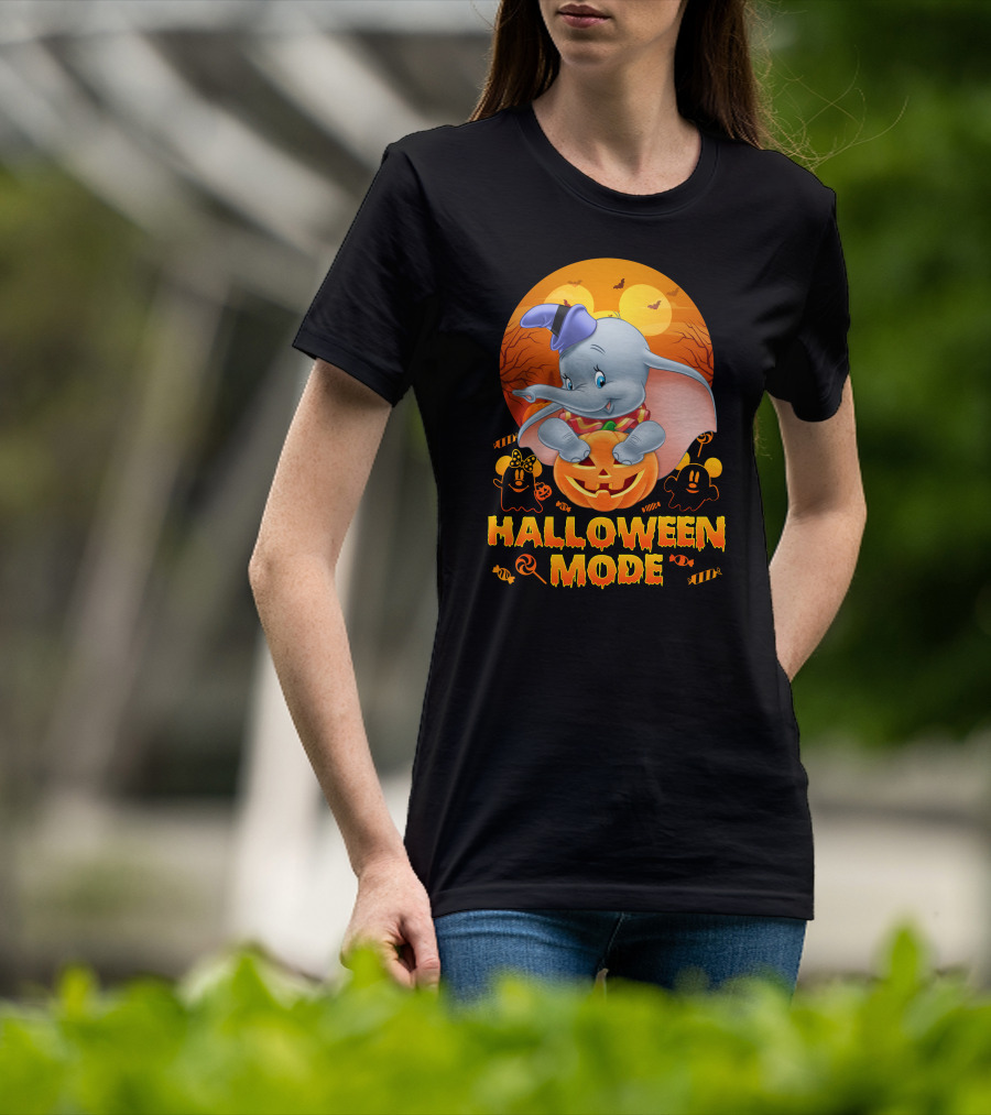 Dumbo Halloween Mode Pumpkin Ghosts Candy Bats Cartoon Magic T-Shirt