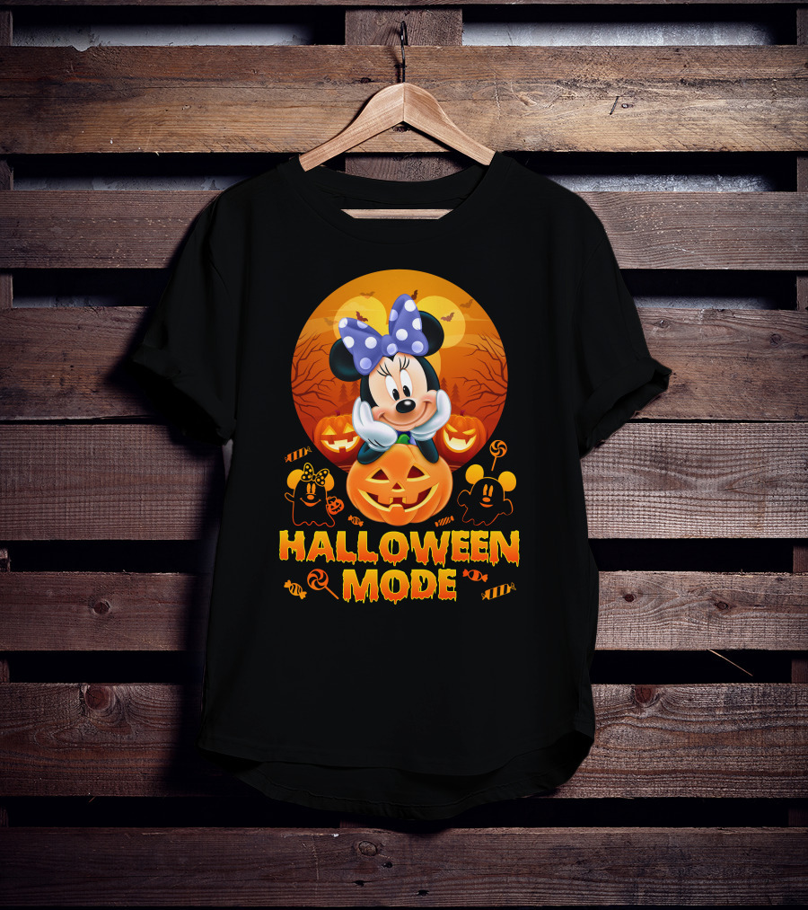 Minnie Halloween Mode Pumpkins And Spooky Ghosts T-Shirt