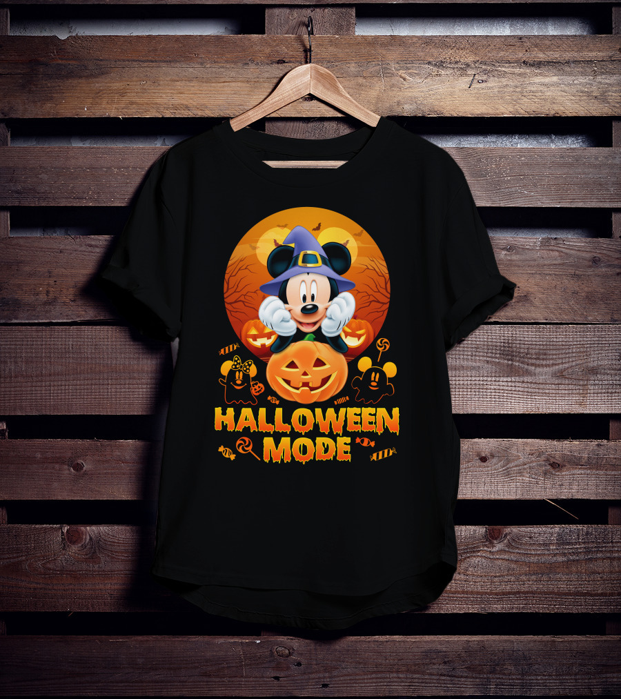 Mickey Halloween Mode Pumpkin Witch Hat Candy Ghosts T-Shirt