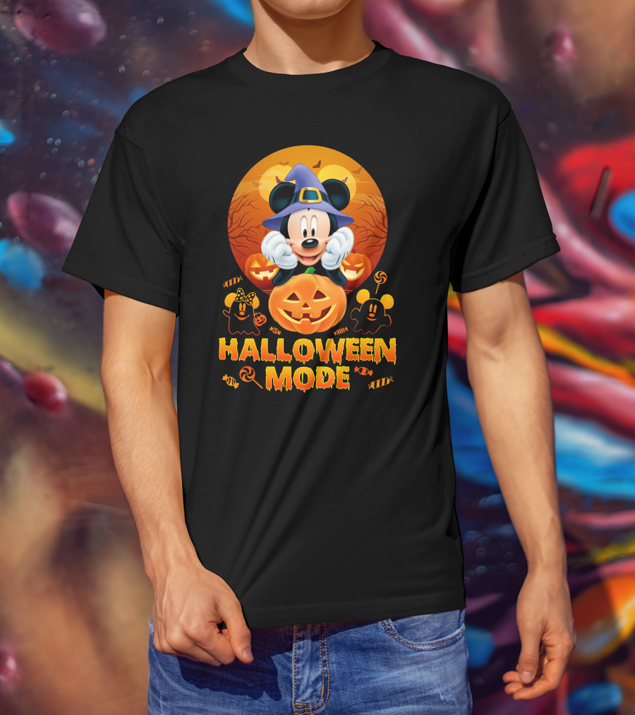 Mickey Halloween Mode Pumpkin Witch Hat Candy Ghosts T-Shirt