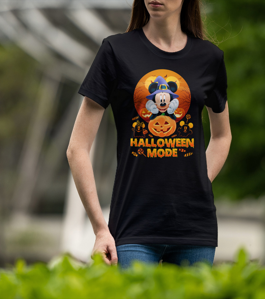 Mickey Halloween Mode Pumpkin Witch Hat Candy Ghosts T-Shirt