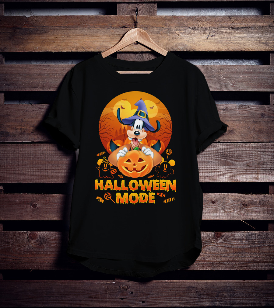 Goofy Halloween Mode Pumpkin Magic Hat Candy Spirits Sunset Bats T-Shirt