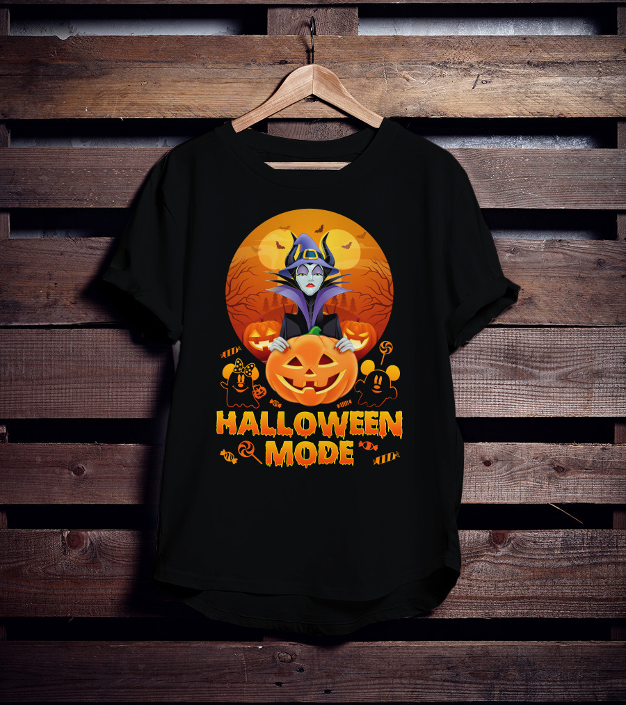 Maleficent Halloween Mode Pumpkin Patch Ghosts Bat Candy T-Shirt