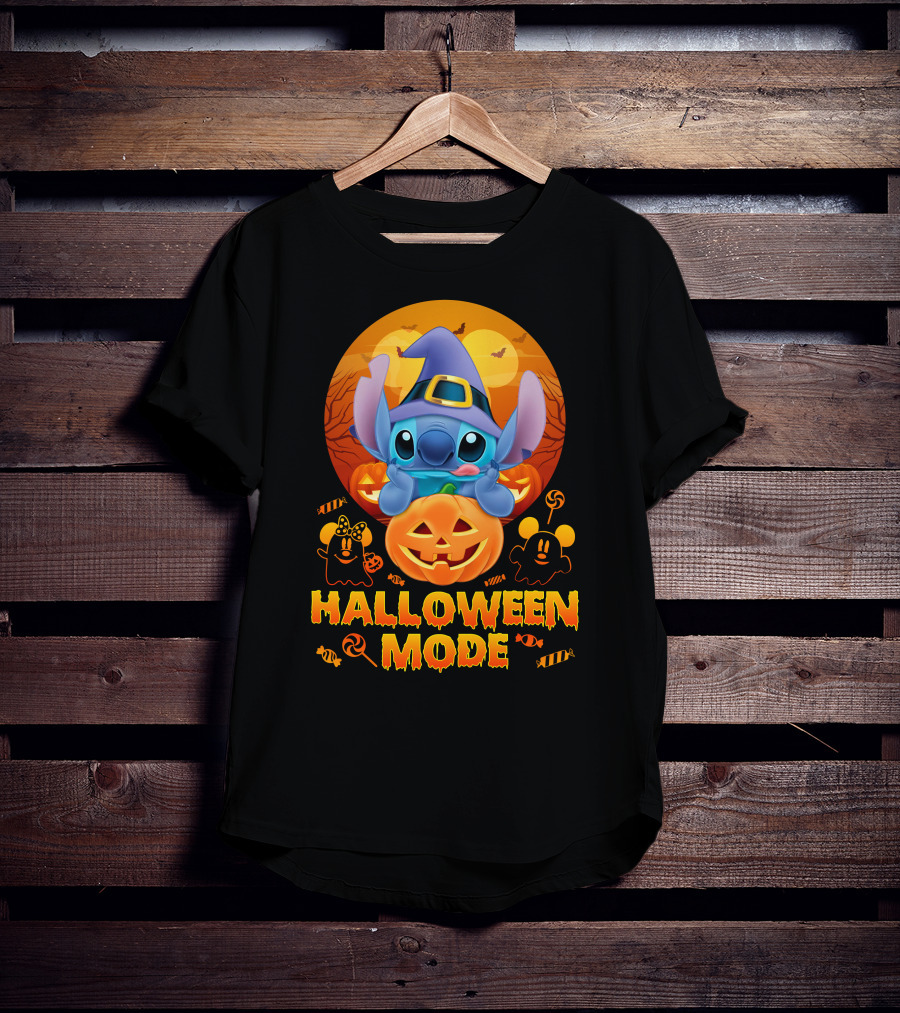 Stitch Halloween Mode Pumpkin Bats Candy T-Shirt