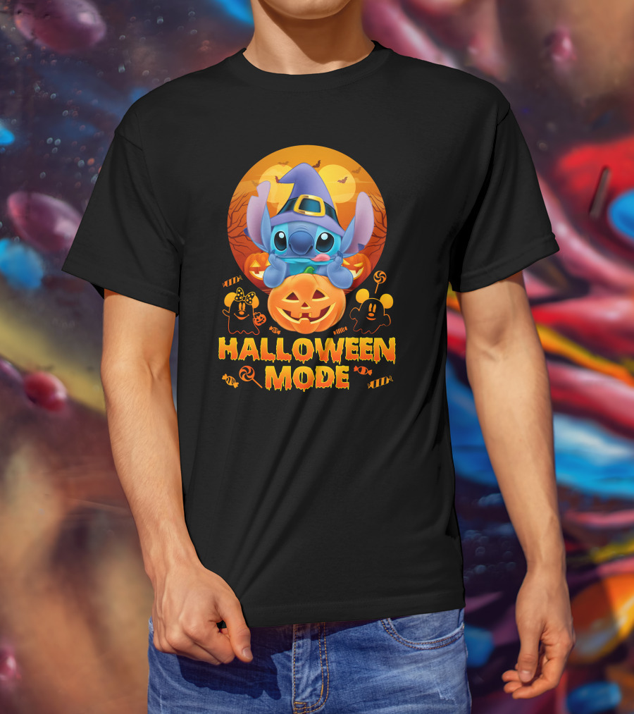 Stitch Halloween Mode Pumpkin Bats Candy T-Shirt