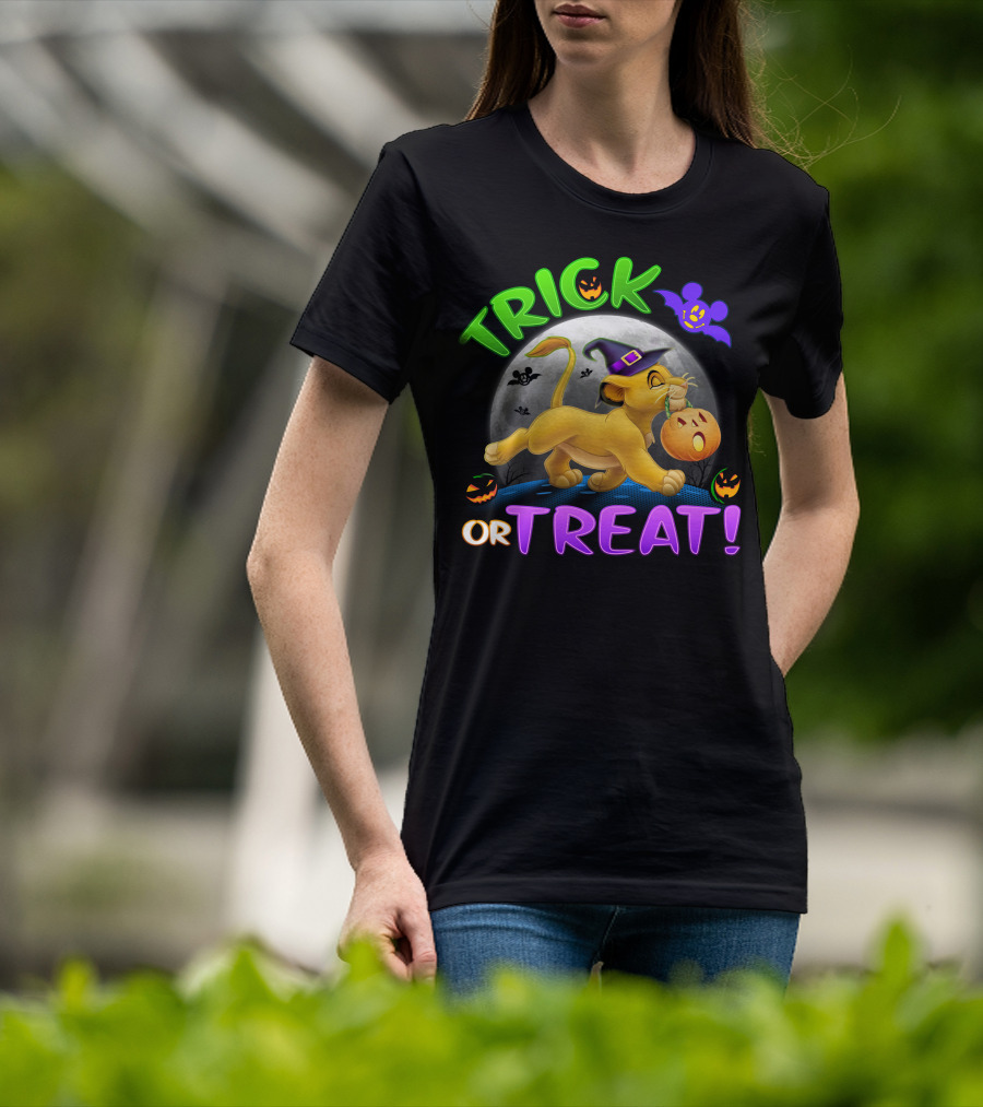 Trick Or Treat Simba Halloween Disney Mickey Moon Pumpkin T-Shirt