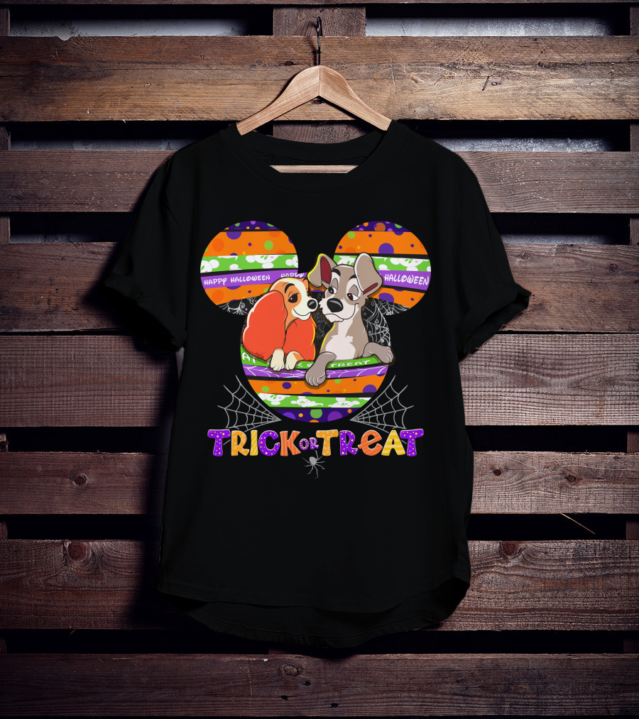 Lady And The Tramp Happy Halloween Trick Or Treat Mickey Ears T-Shirt