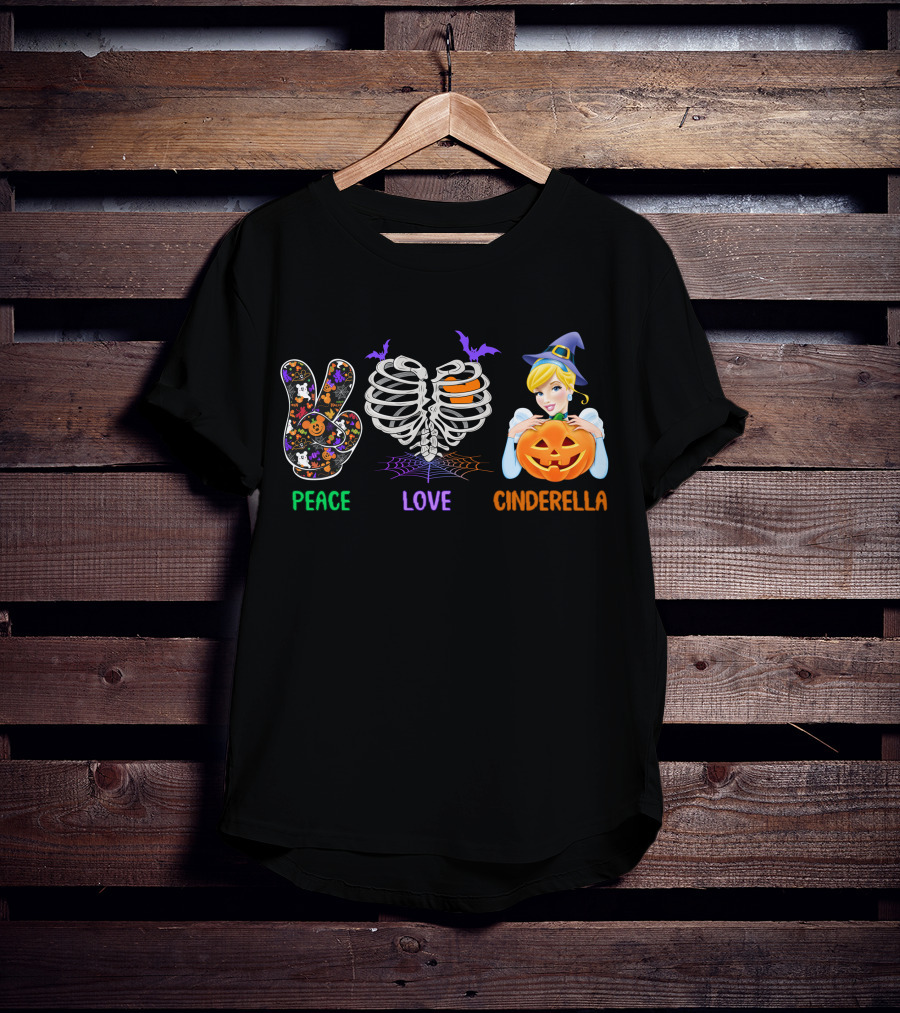 Peace Love Cinderella Halloween Pumpkin T-Shirt