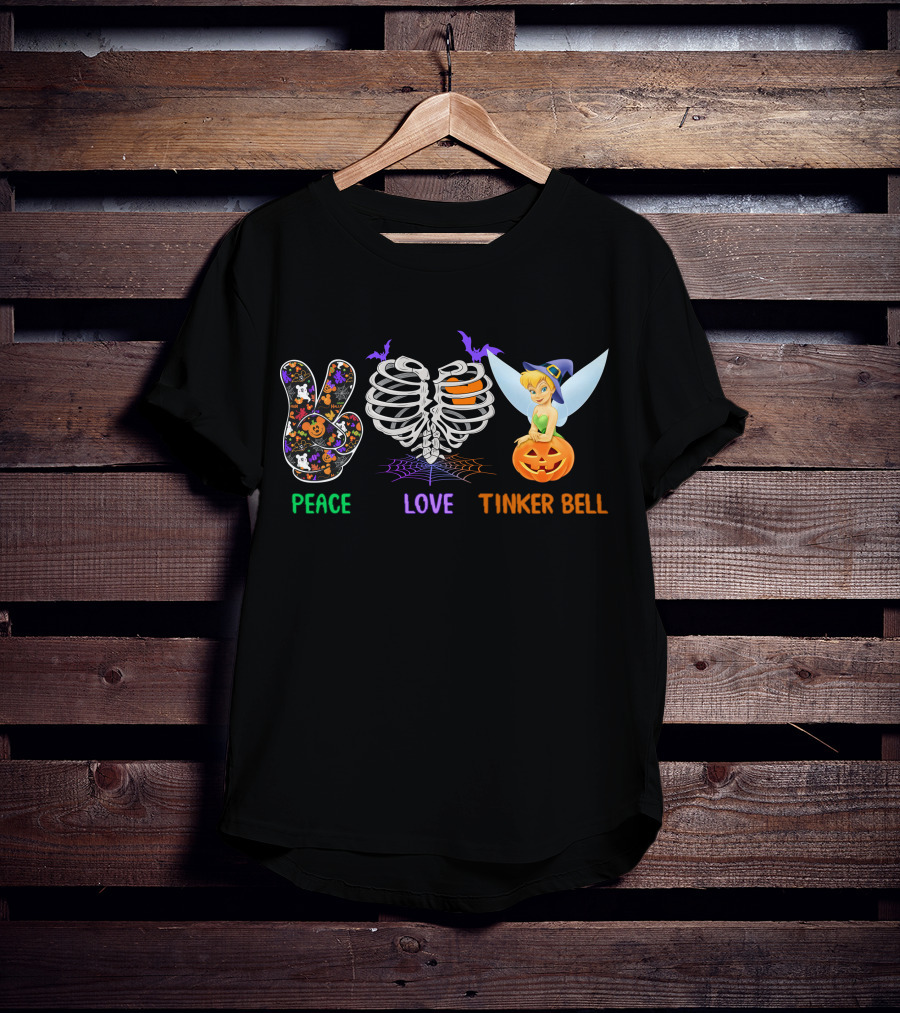 Peace Love Tinker Bell Halloween Pumpkin T-Shirt