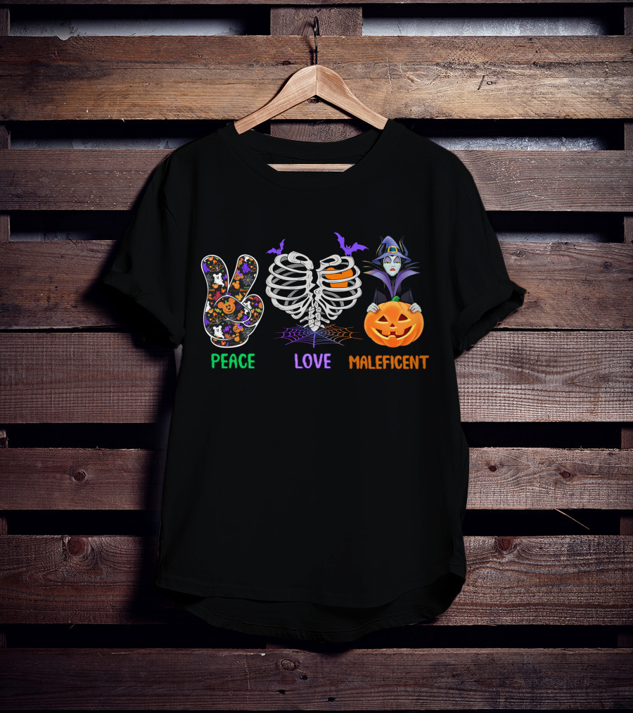 Peace Love Maleficent Halloween Style T-Shirt