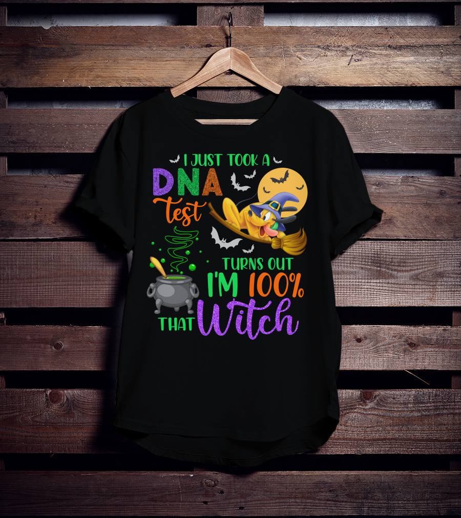 I Just Took A Dna Test Turns Out I'm 100% That Witch Halloween Bats Cauldron Pluto-D T-Shirt
