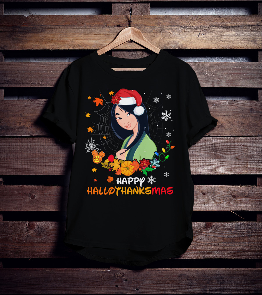 Mulan Happy Hallothanksmas Santa Halloween Christmas Thanksgiving T-Shirt
