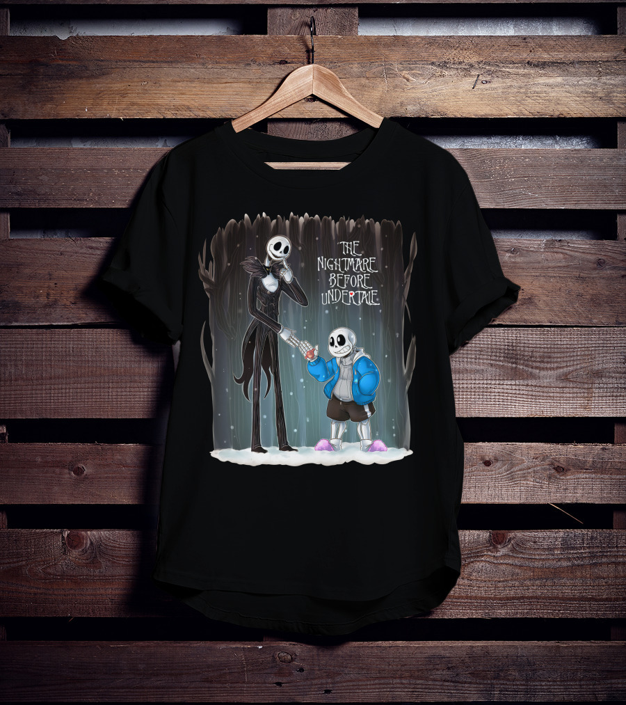The Nightmare Before Undertale Skeleton Characters Collaboration T-Shirt
