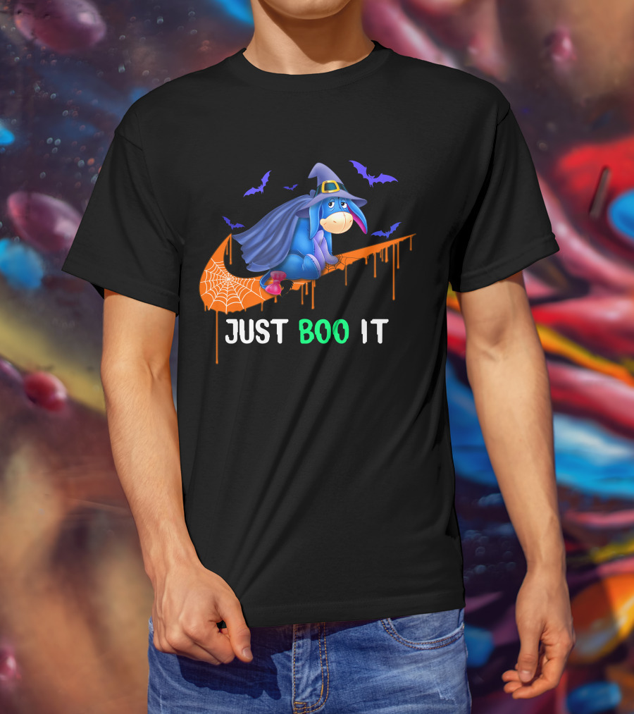 Just Boo It Eeyore Nike Witch Halloween Bats Cobweb T-Shirt
