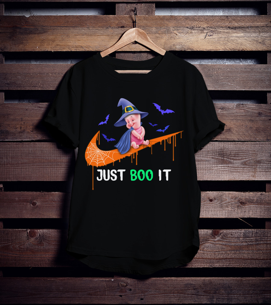 Just Boo It Piglet Halloween Witch Hat Nike Swoosh T-Shirt
