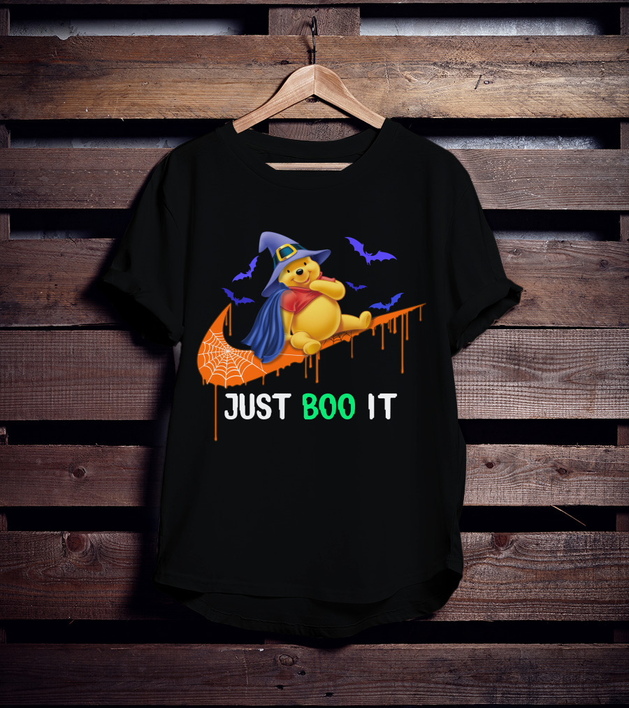 Just Boo It Pooh Halloween Creepy Bats Wizard Hat T-Shirt