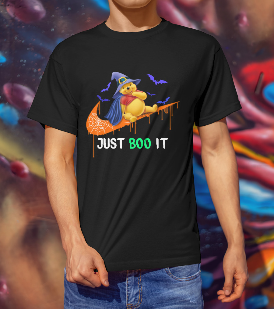 Just Boo It Pooh Halloween Creepy Bats Wizard Hat T-Shirt