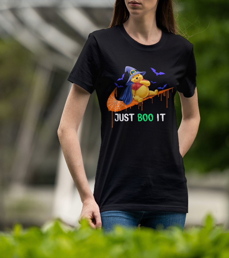 Just Boo It Pooh Halloween Creepy Bats Wizard Hat T-Shirt