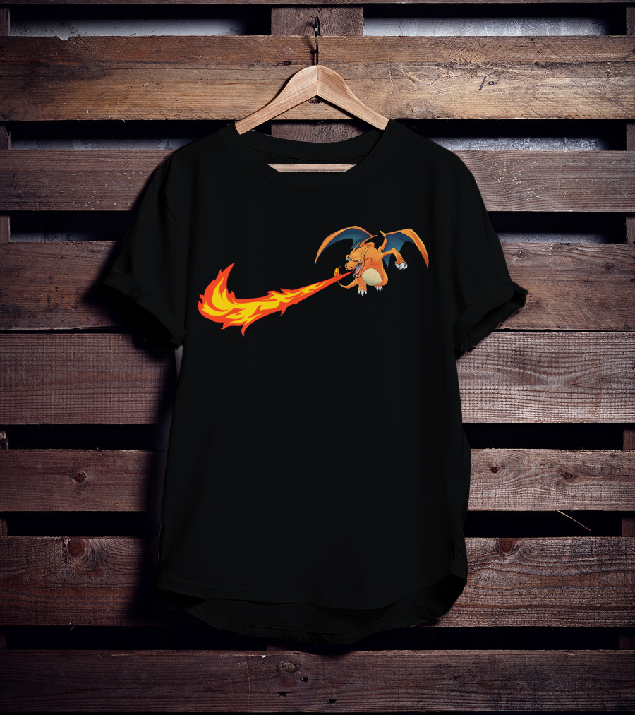 Charizard Fire Nike Logo Crossover T-Shirt