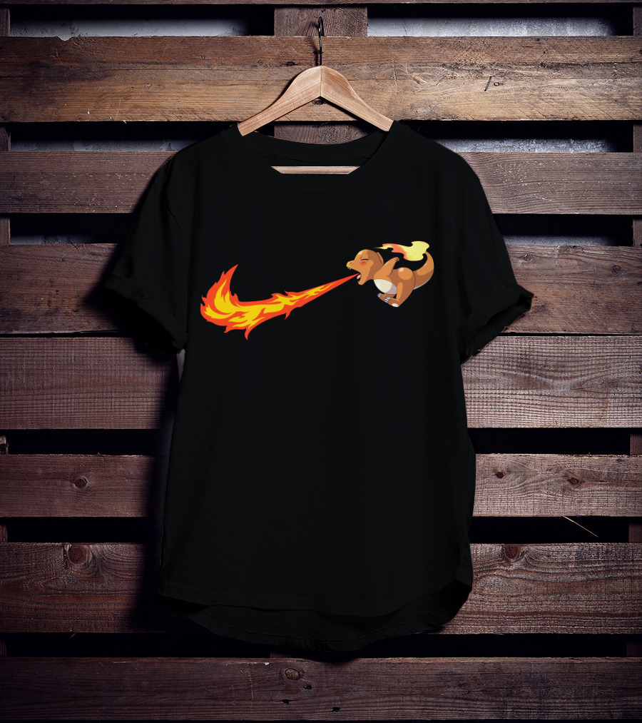 Charmander Fire-Breathing Nike-Inspired Flame T-Shirt