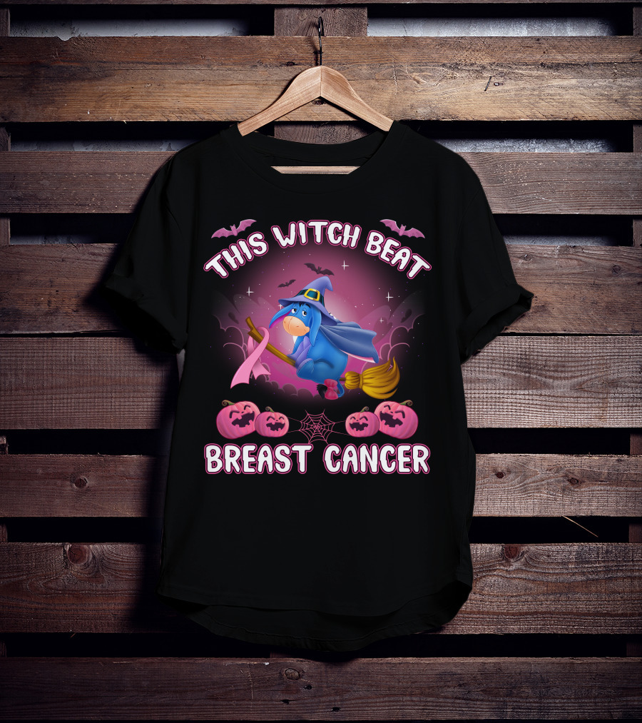 This Witch Beat Breast Cancer Eeyore Broomstick Pumpkins Bat T-Shirt