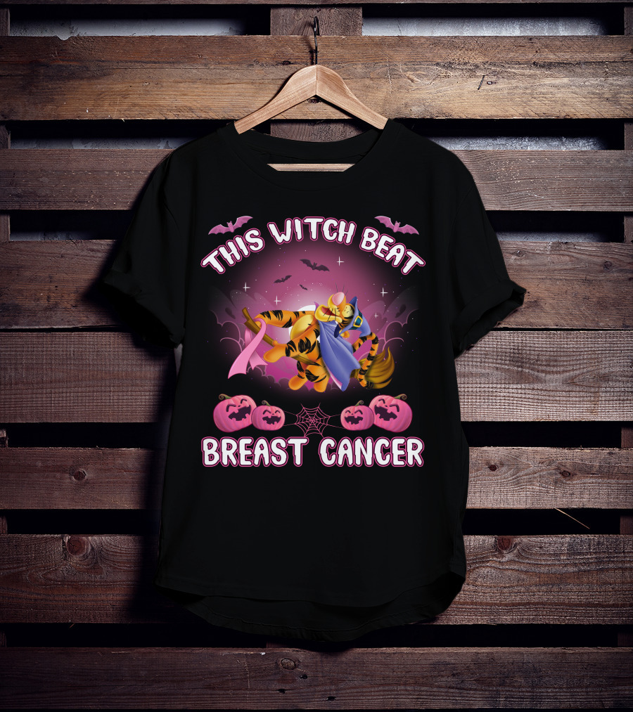 This Witch Beat Breast Cancer Tigger Pink Ribbon Halloween T-Shirt