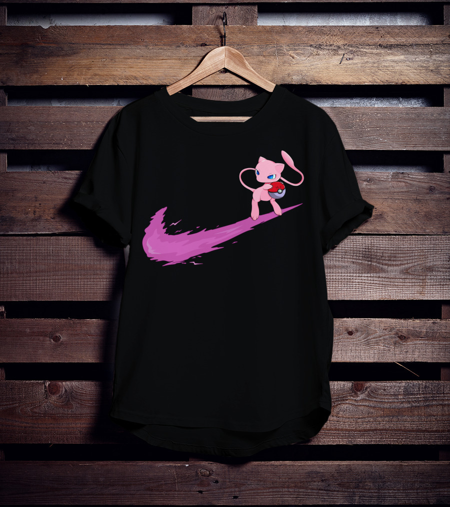 Mew Pokemon Nike Swoosh Pokeball Crossover T-Shirt