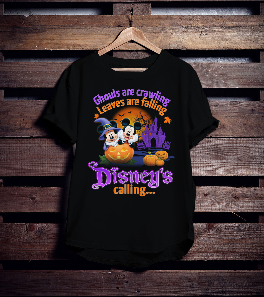 Ghouls Are Crawling Leaves Are Falling Disney's Calling With Mickey And Minnie Halloween Theme T-Shirt