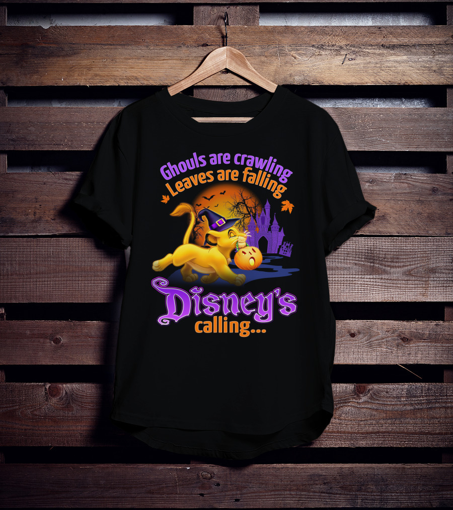 Ghouls Are Crawling Leaves Are Falling Disney's Calling Simba Halloween Scene T-Shirt