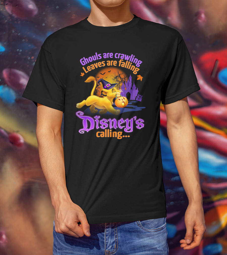Ghouls Are Crawling Leaves Are Falling Disney's Calling Simba Halloween Scene T-Shirt