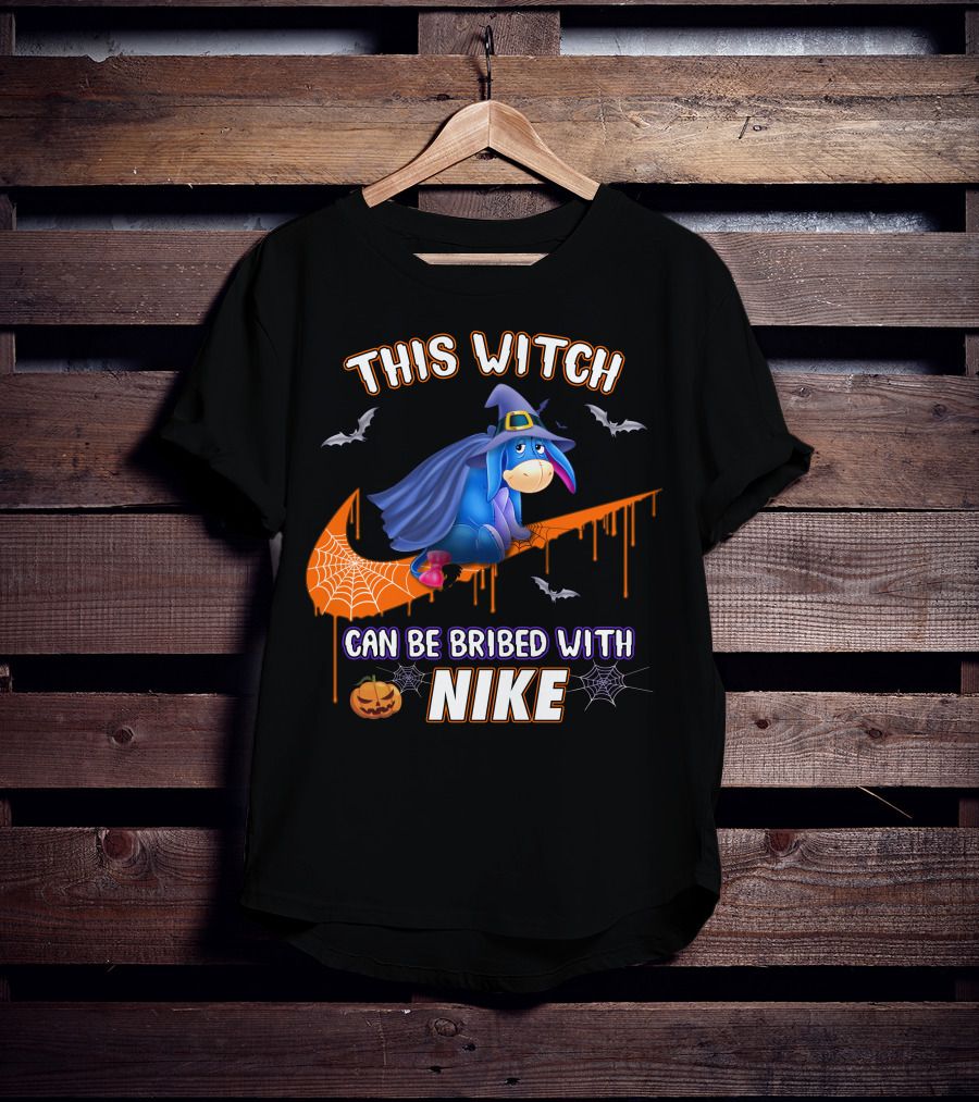 This Witch Can Be Bribed With Nike Eeyore Halloween Bats Pumpkins T-Shirt