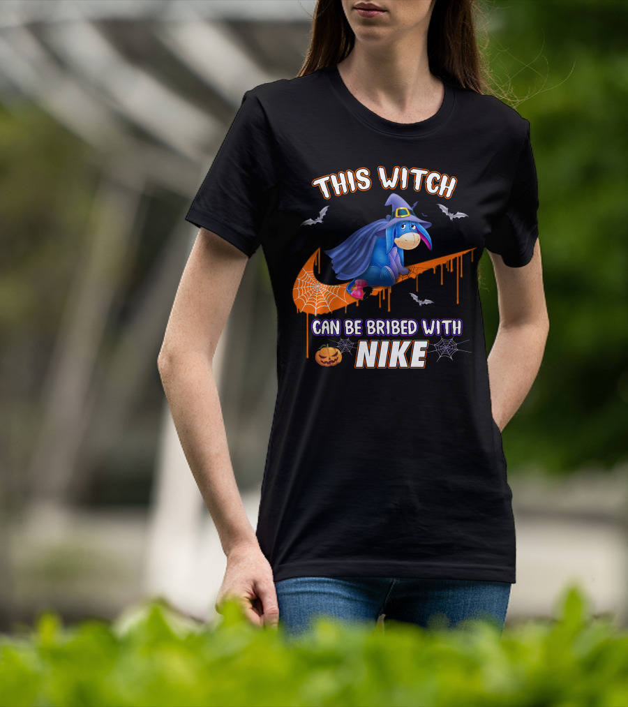 This Witch Can Be Bribed With Nike Eeyore Halloween Bats Pumpkins T-Shirt