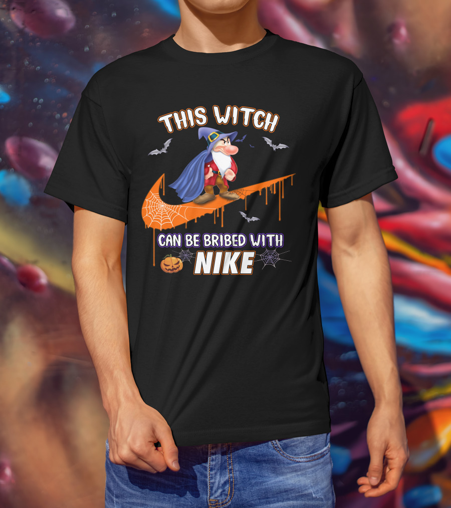 This Witch Can Be Bribed With Nike Wizard Pumpkin Bat Halloween T-Shirt