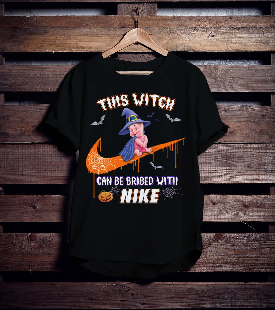 This Witch Can Be Bribed With Nike Piglet Halloween Theme T-Shirt