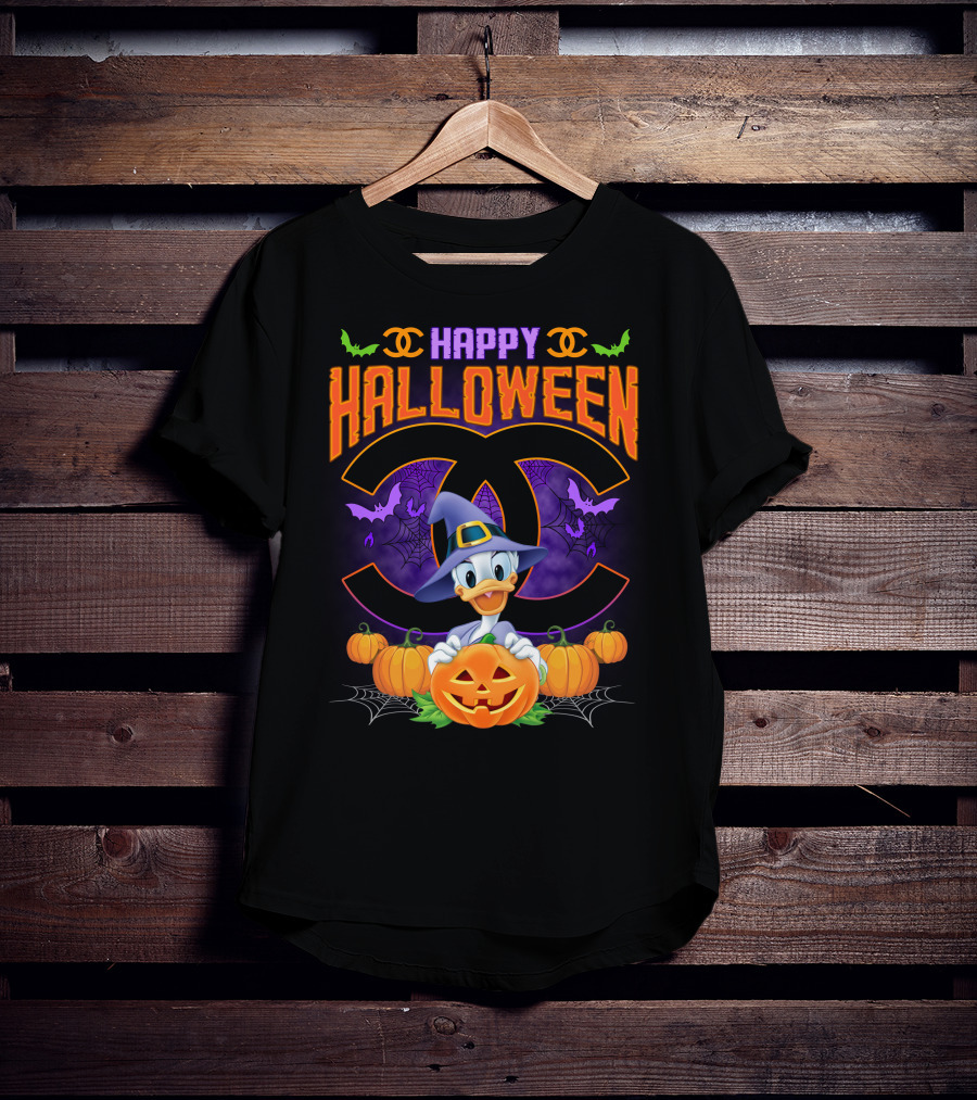 Happy Halloween Daisy Pumpkin Bats Spiders Duck T-Shirt